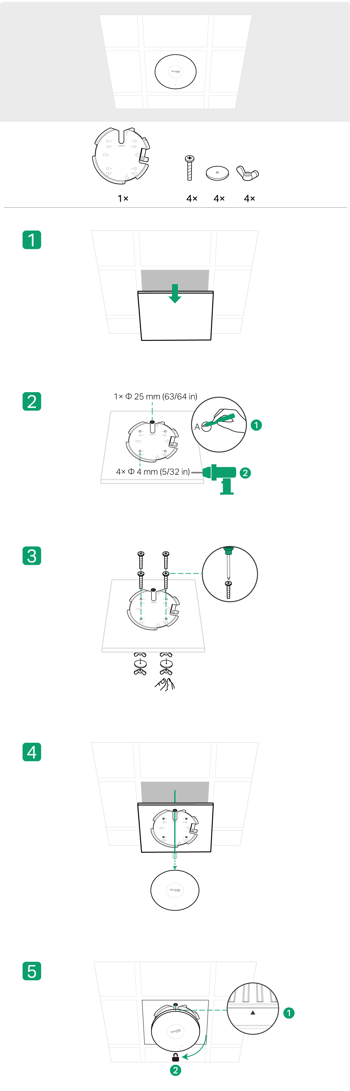 Ceiling Mounting (on a Tile)