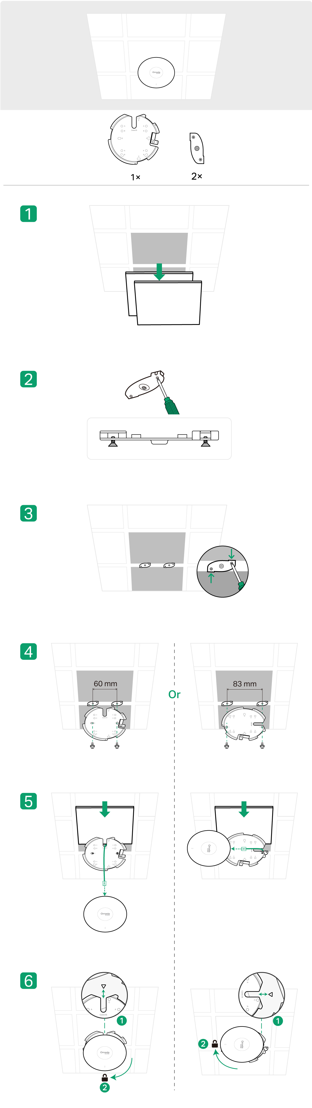 Ceiling Mounting (on a T-bar)