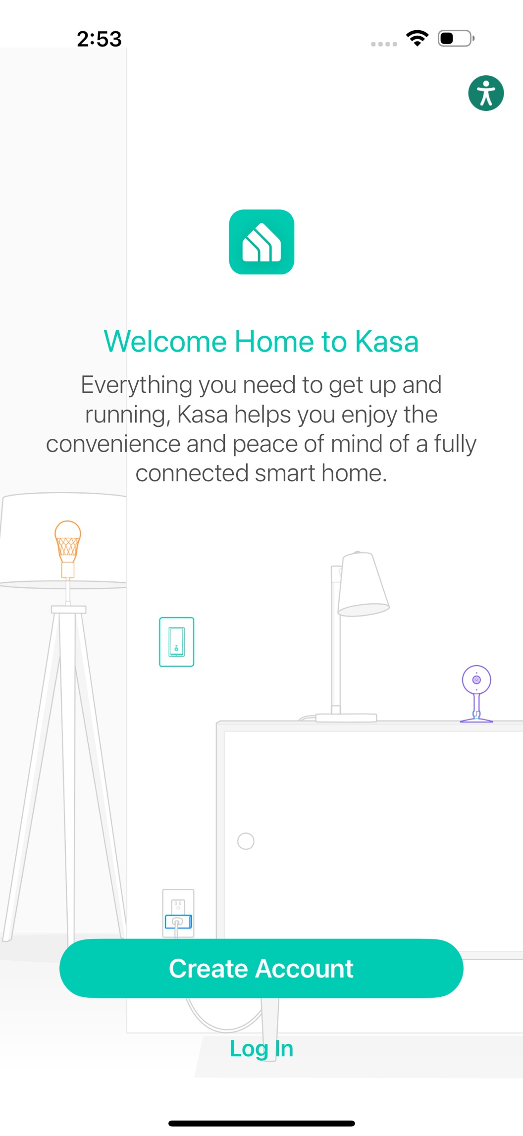 Log in page in the app