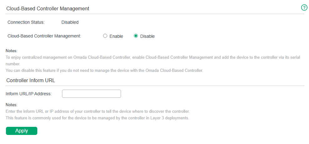 Configuring Controller Settings