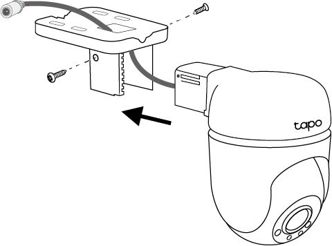 Displays how to affix the camera and bracket