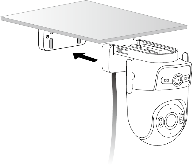 Displays how to attach the camera to the bracket