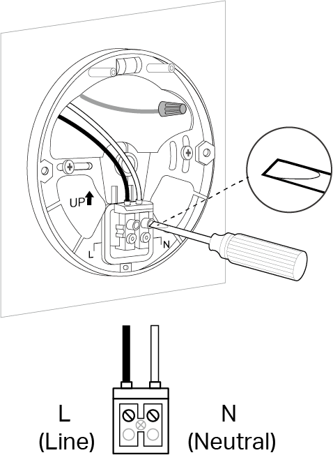 Image of connecting the Neutral and Line wires
