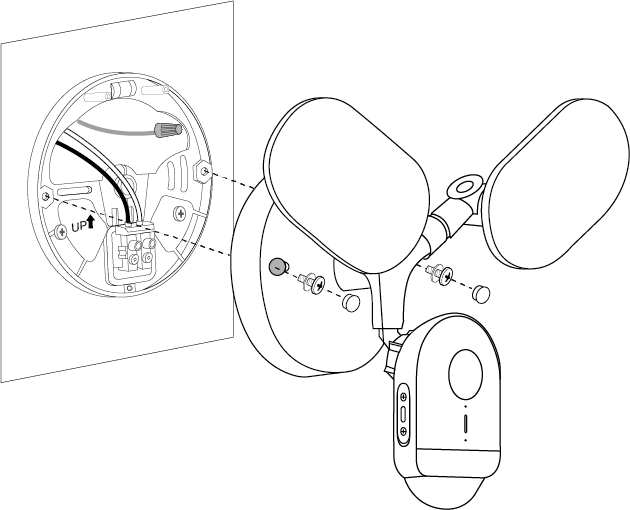 Image of securing the floodlight camera to the bracket