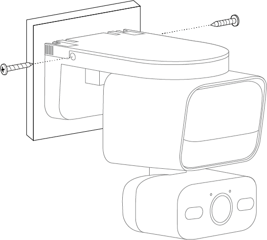 Image of securing the floodlight camera to the bracket