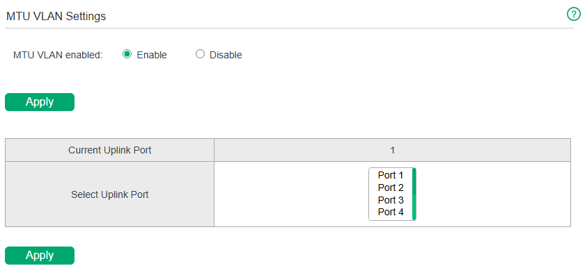 Configuring MTU VLAN