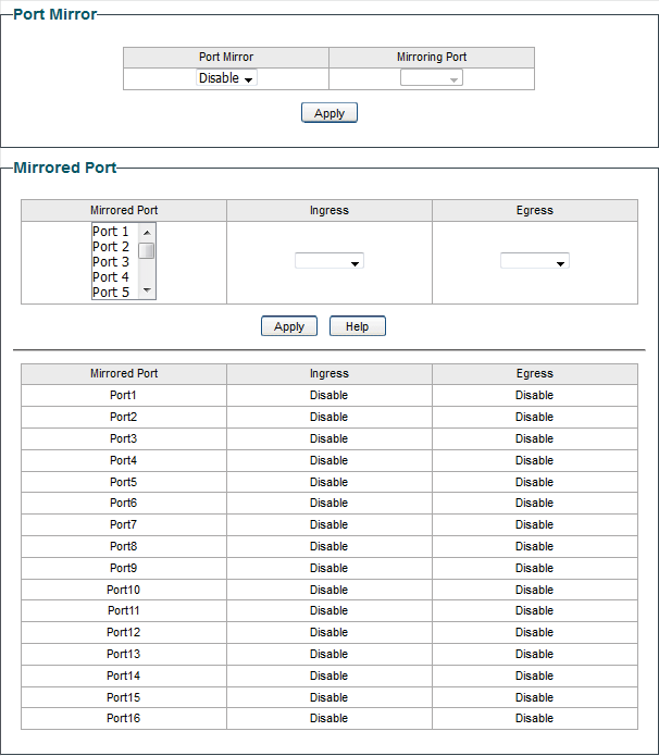 Configuring Port Mirror