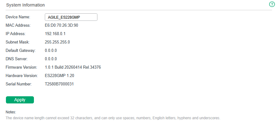 Specifying the Device Name