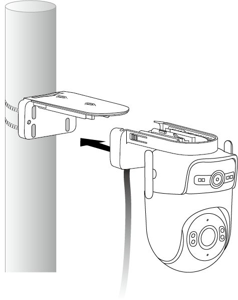 Display how to attach the camera to the bracket