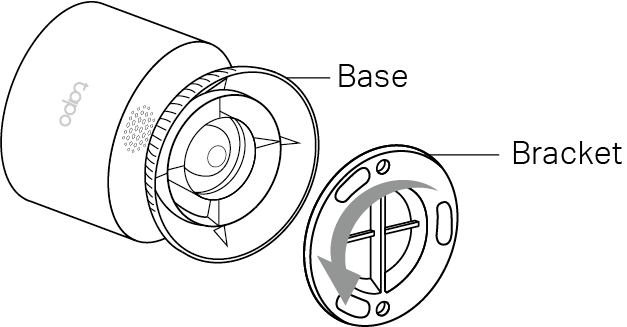 Displays unscrewing the bracket from the base