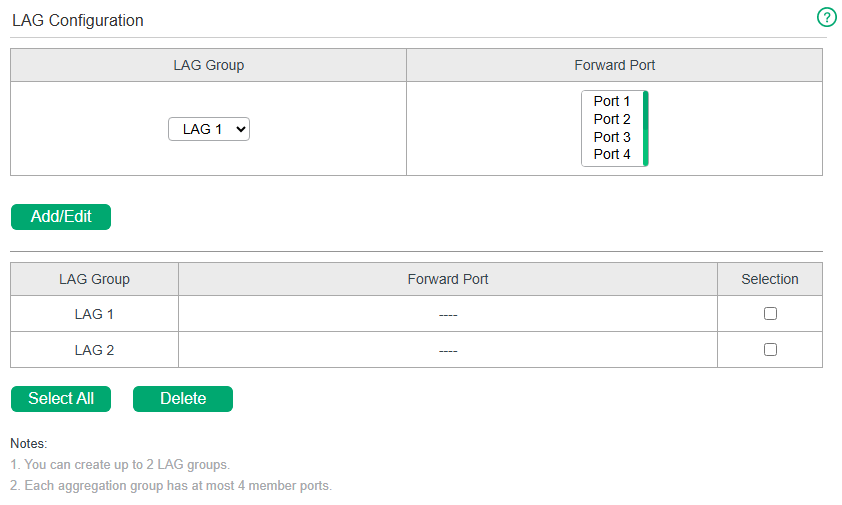Configuring LAG