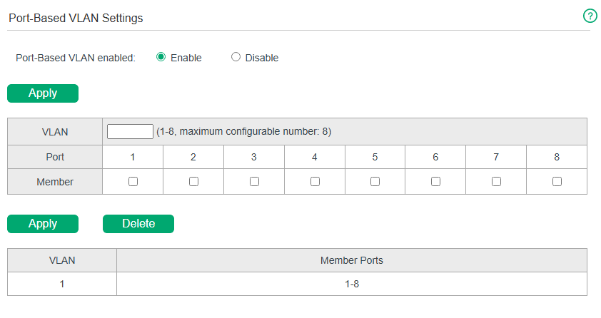 Configuring Port-based VLAN