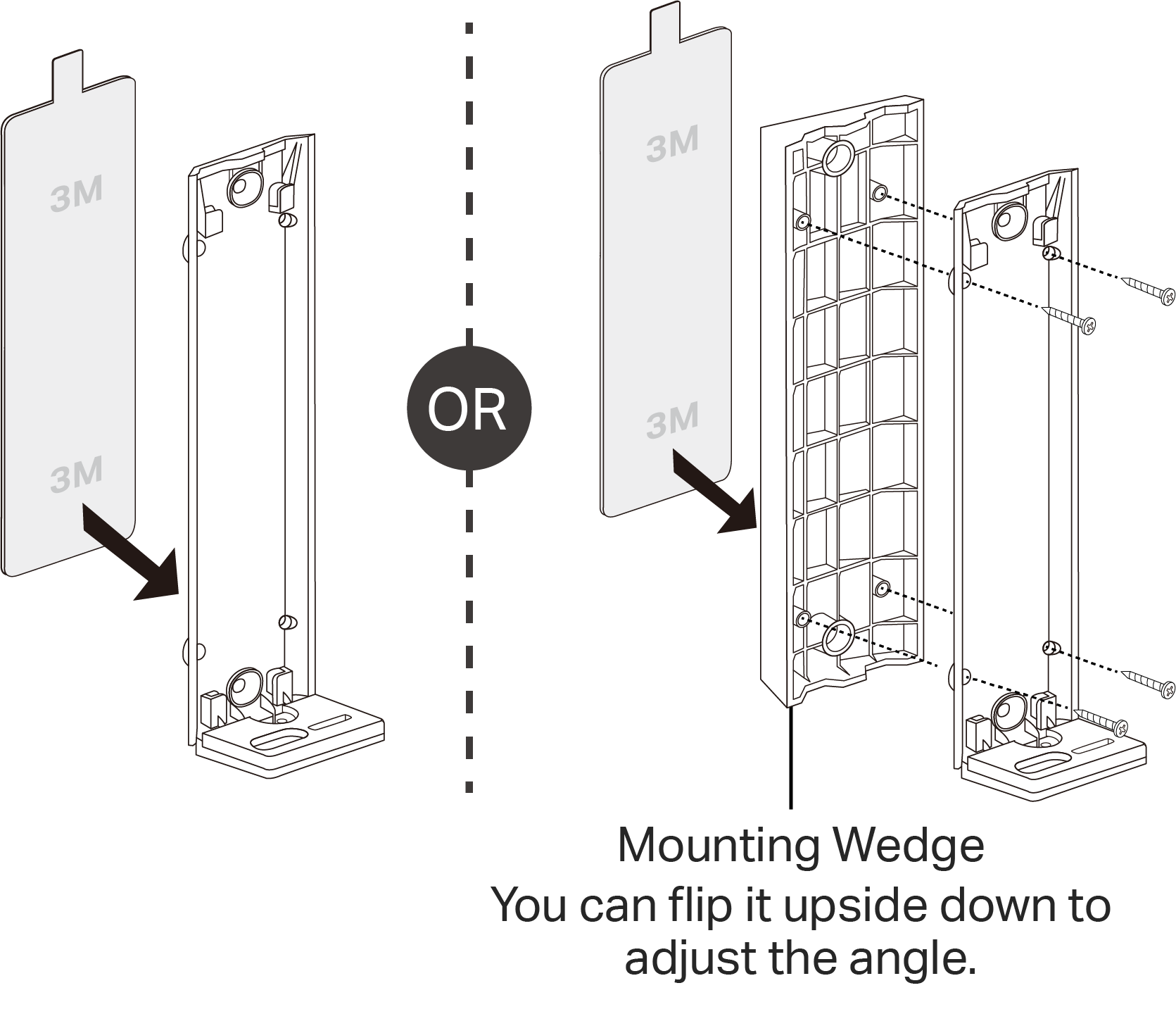 Attach the 3M adhesive to the bracket or wedge