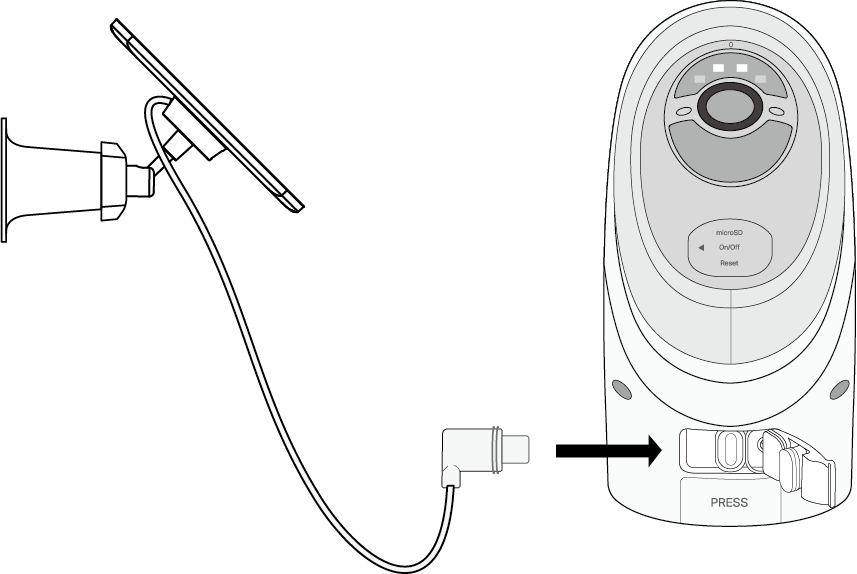 Displays how to directly connect the solar panel to the camera