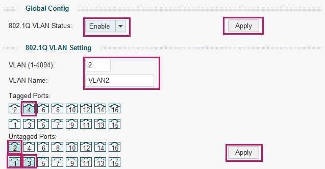 Configuring 802.1Q VLAN