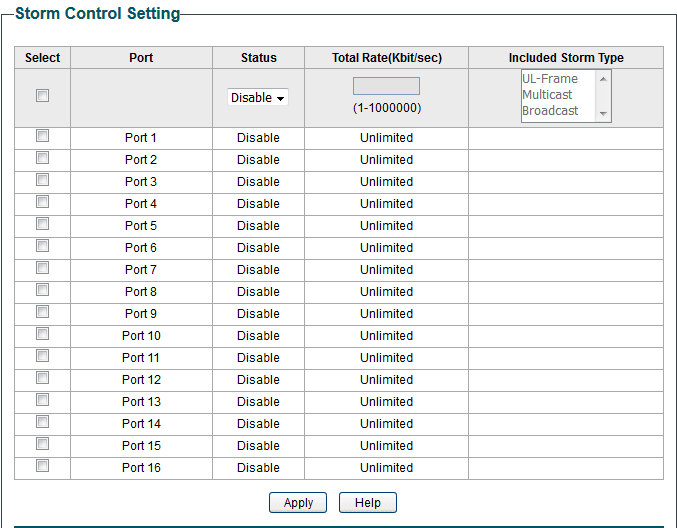 Configuring Storm Control