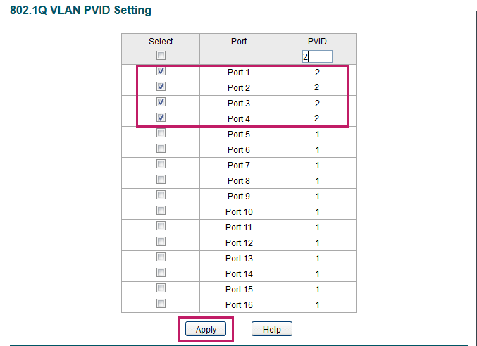 Configuring 802.1Q PVID