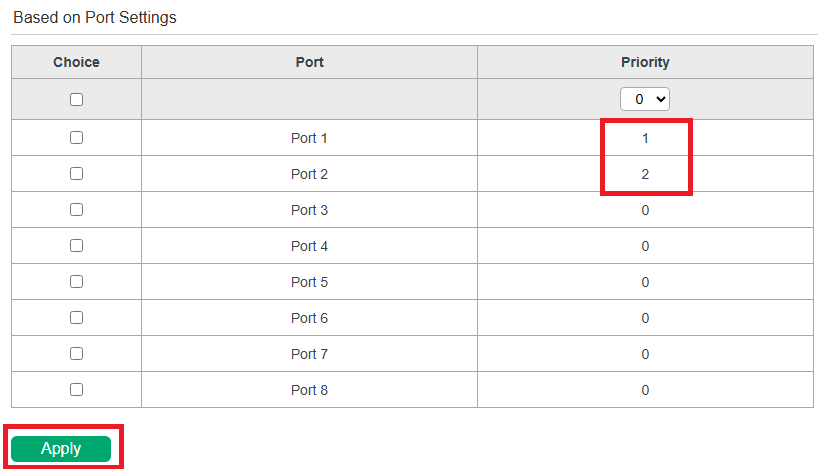 Configuring Based on Port Settings