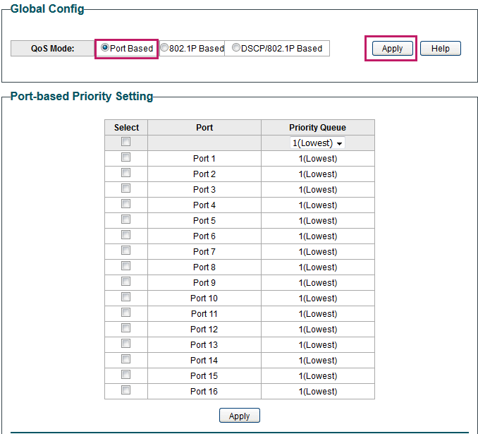 Configuring Basic QoS in Port Based Mode