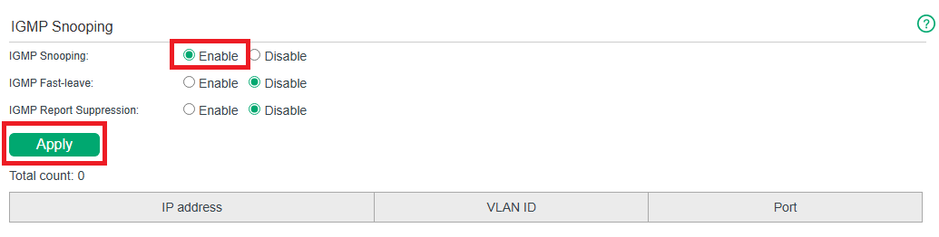 Configuring IGMP Snooping