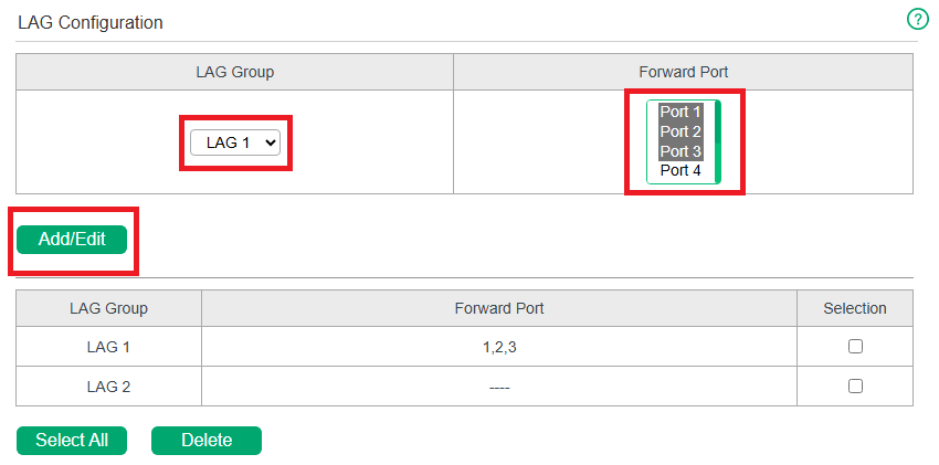 Configuring LAG