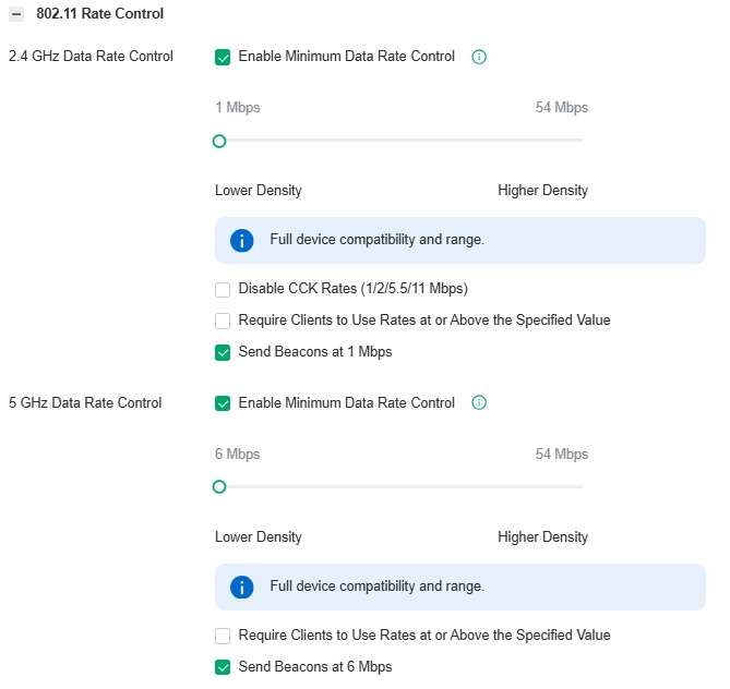 Configure 802.11 Rate Control