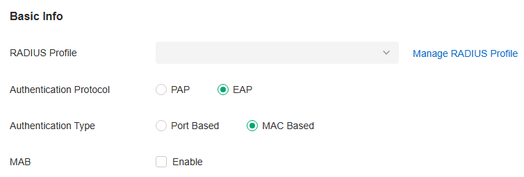 Configure RADIUS Profile