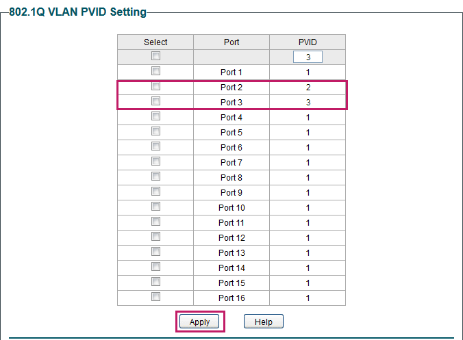 Configuring 802.1Q PVID