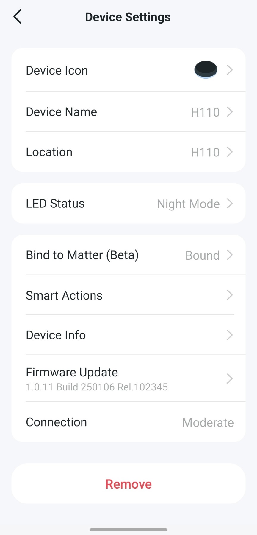 Device Settings page