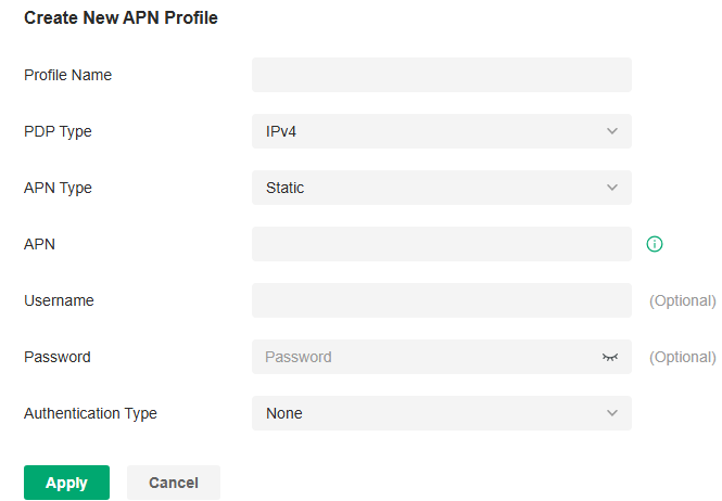 Create New APN Profile