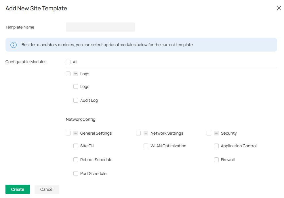 Add New Site Template