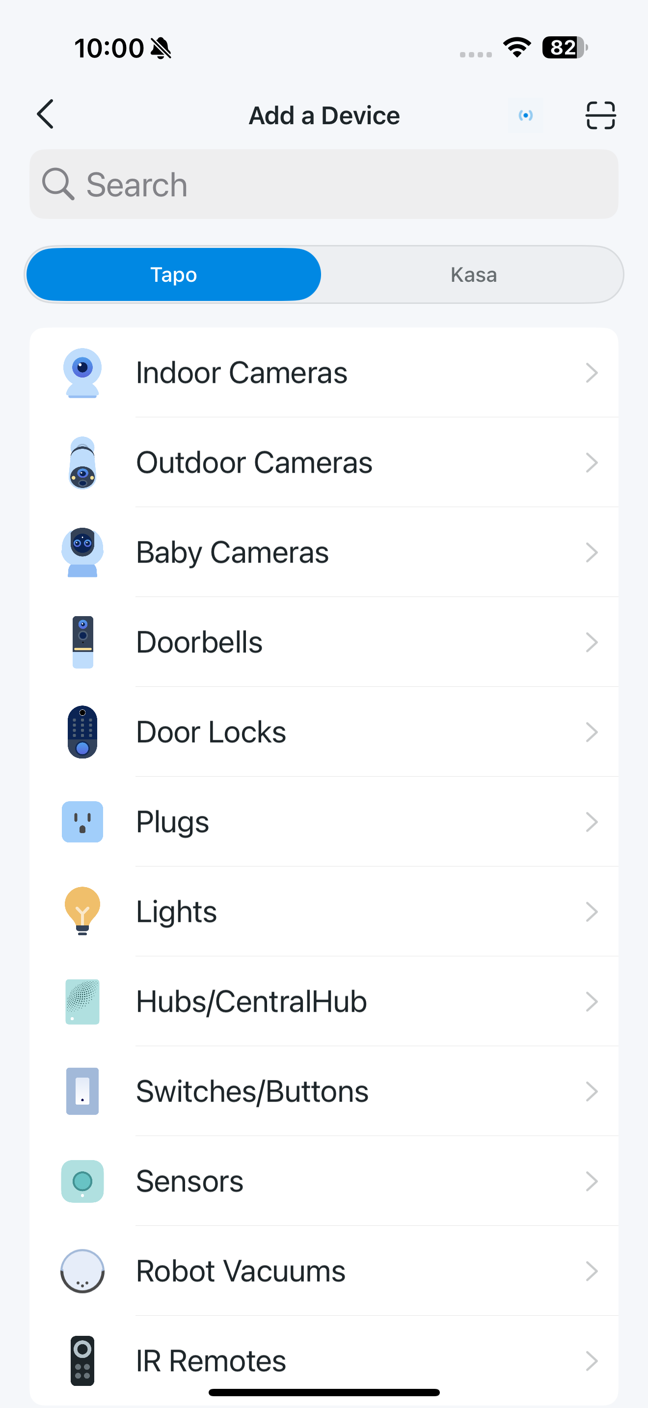 Add device page in the app