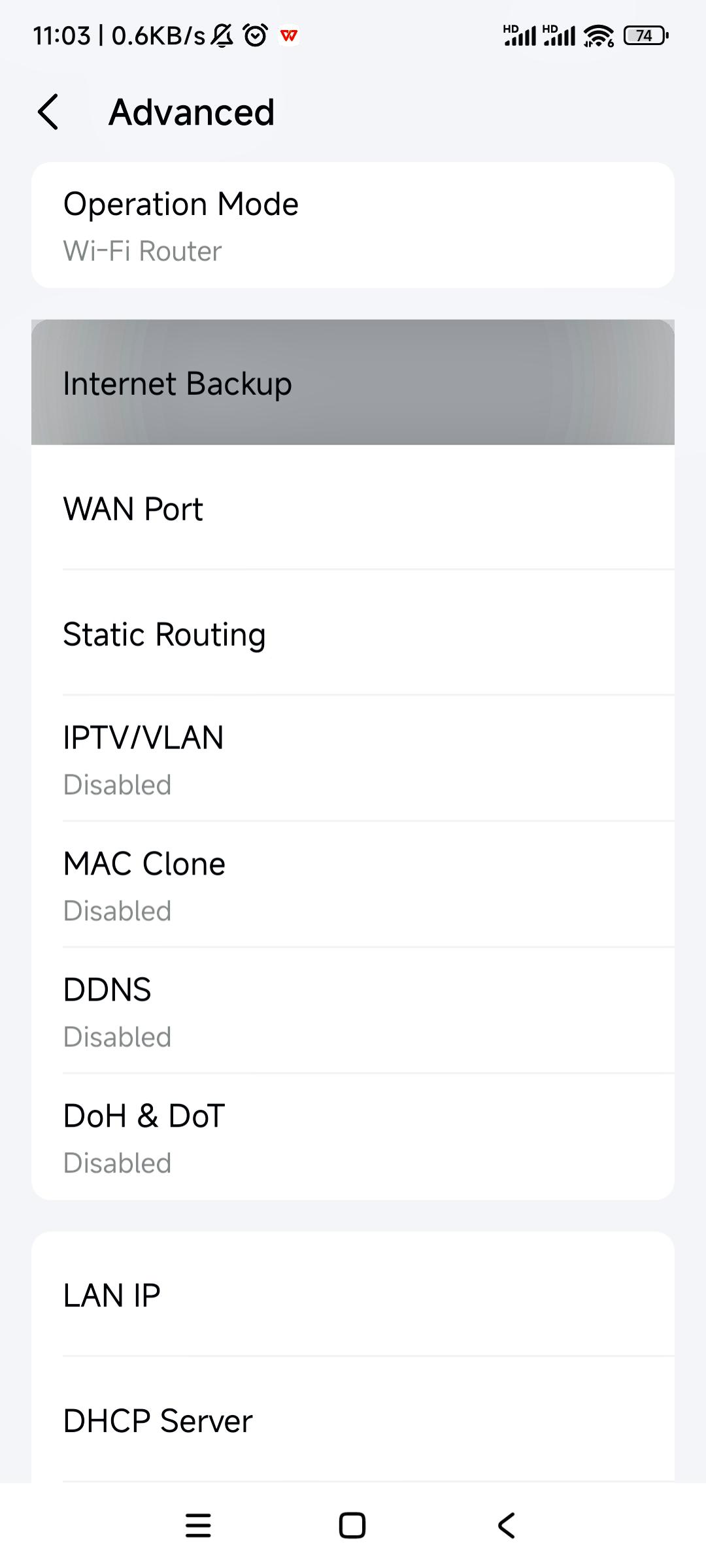 locate the Internet Backup feature