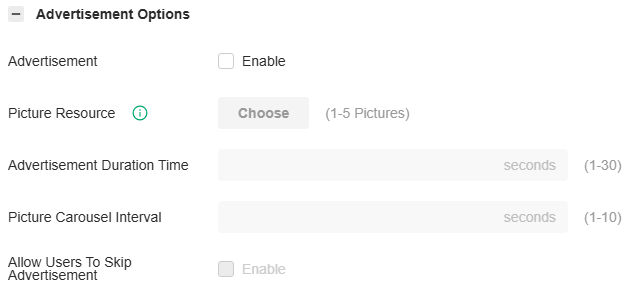 Advertisement Options