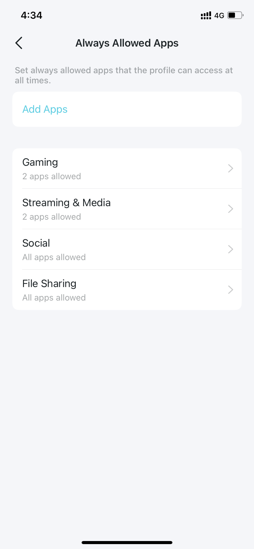 app categories available for selecting