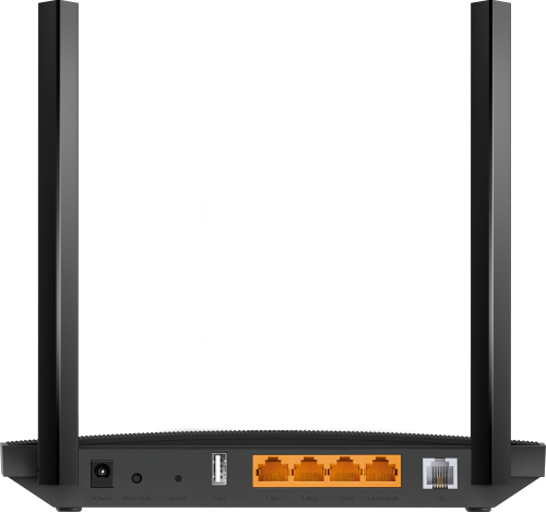 Back panel of AC1200 Wireless MU-MIMO VDSL/ADSL Modem Router
