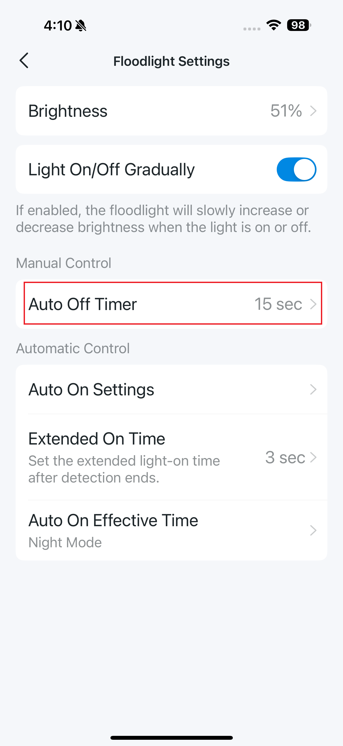 Auto Off Timer button