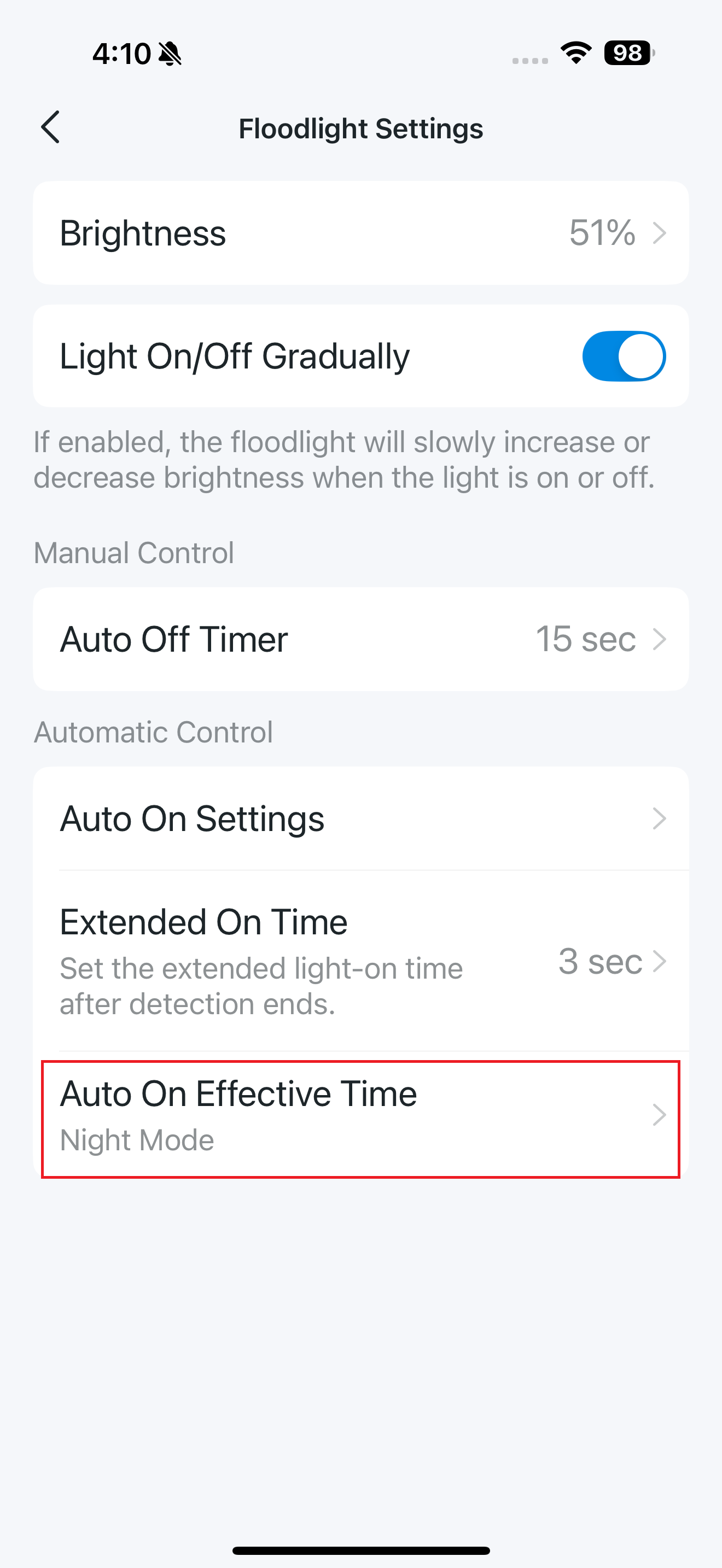 Auto On Effective Time button