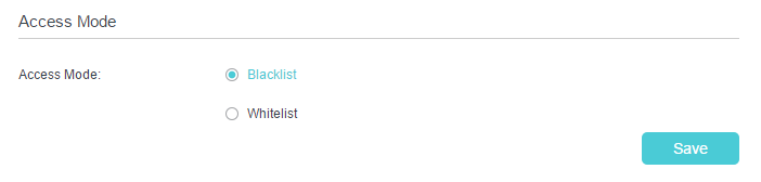 Select Blacklist for access mode