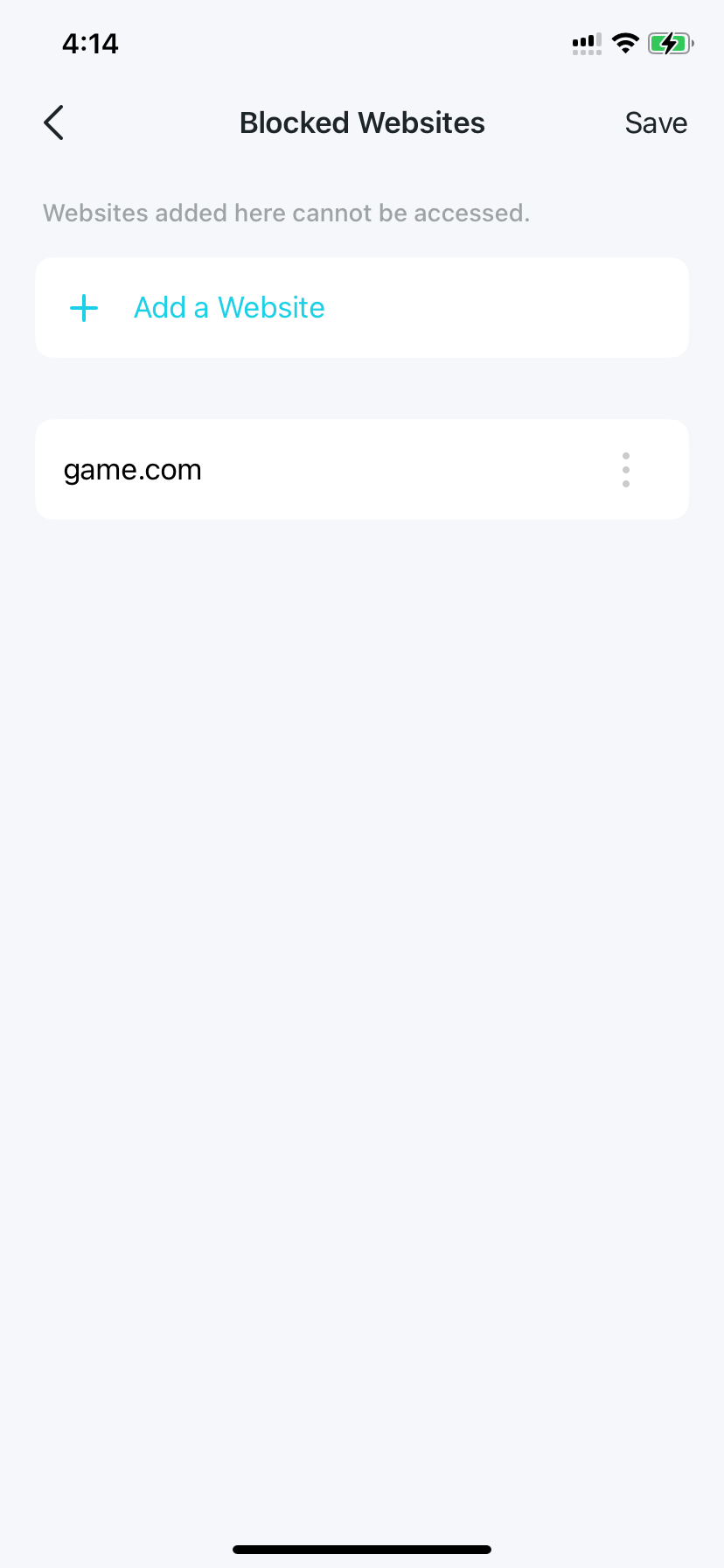 blocked website settings page