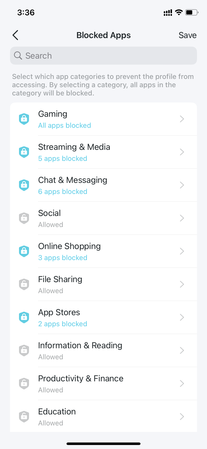 apps available for blocking