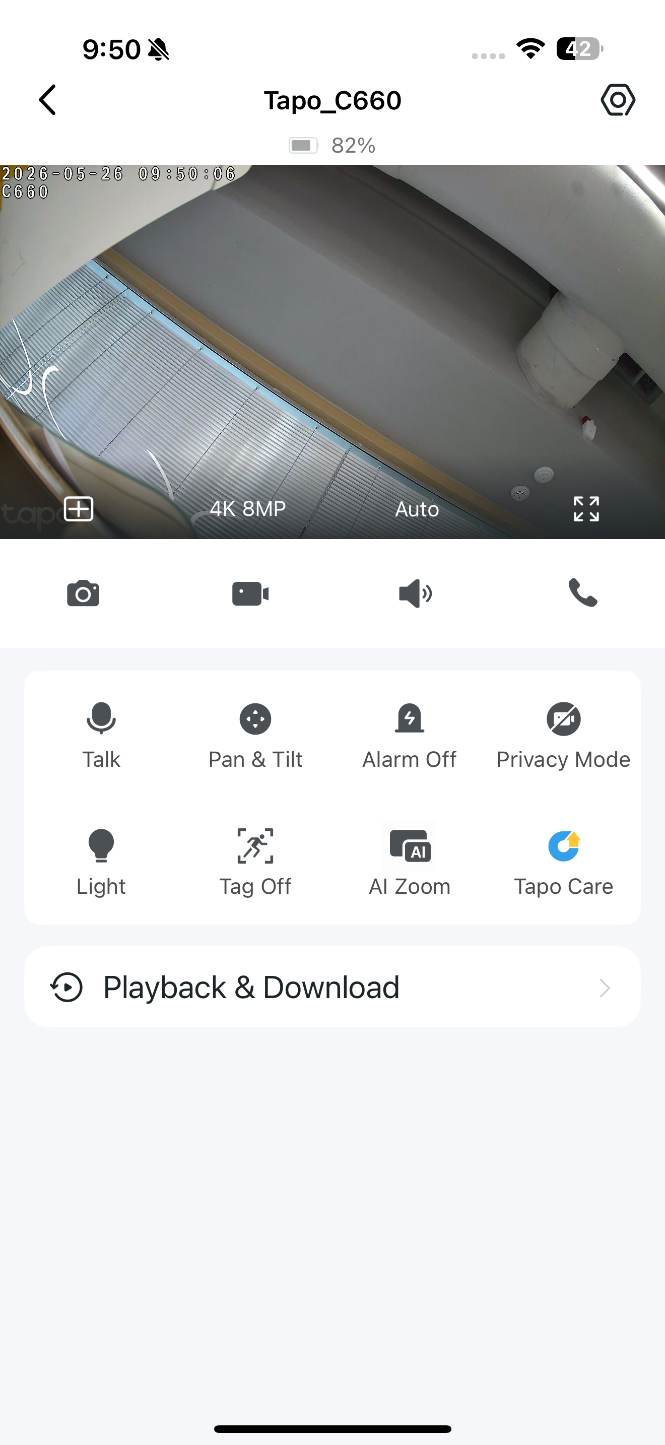 Live view page of Tapo C660 as an example