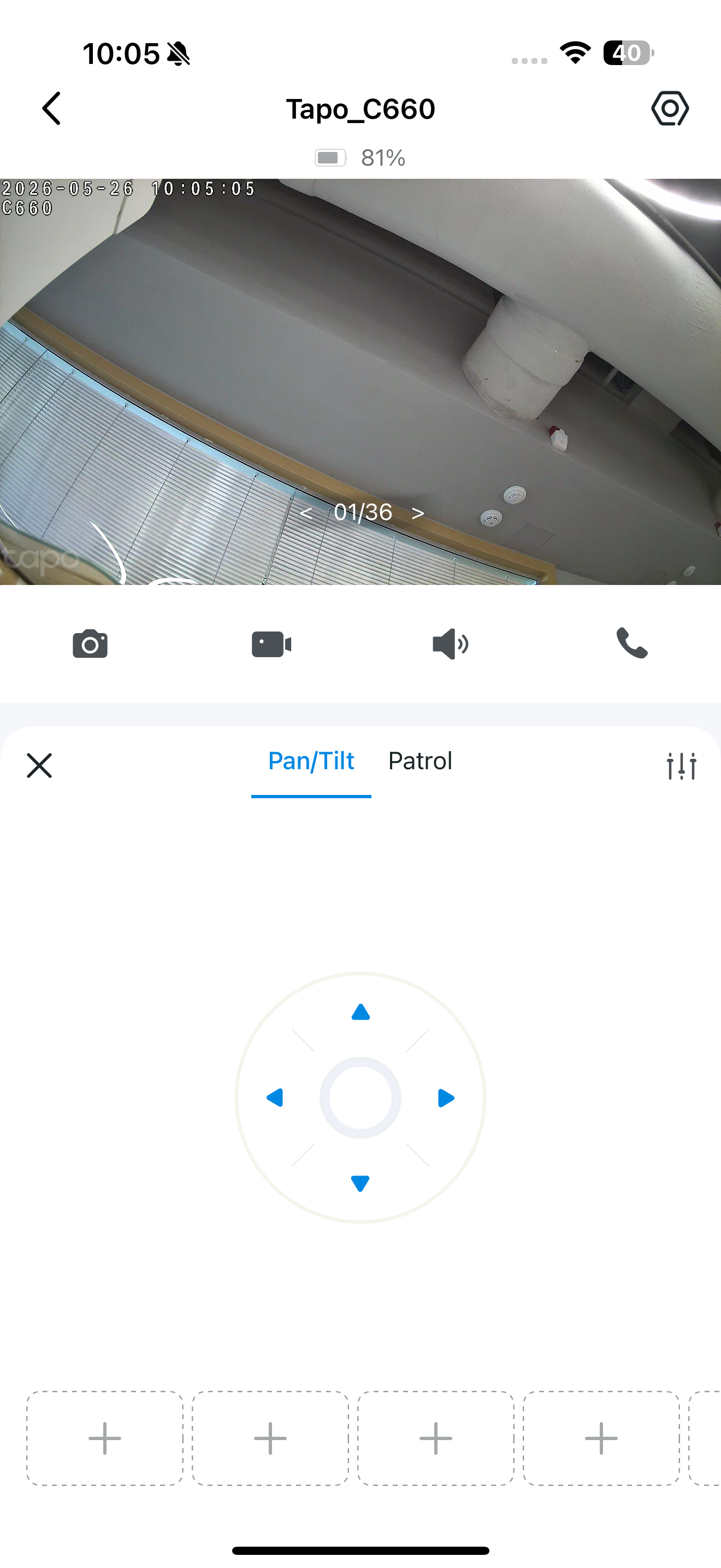 The Pan & Tilt panel