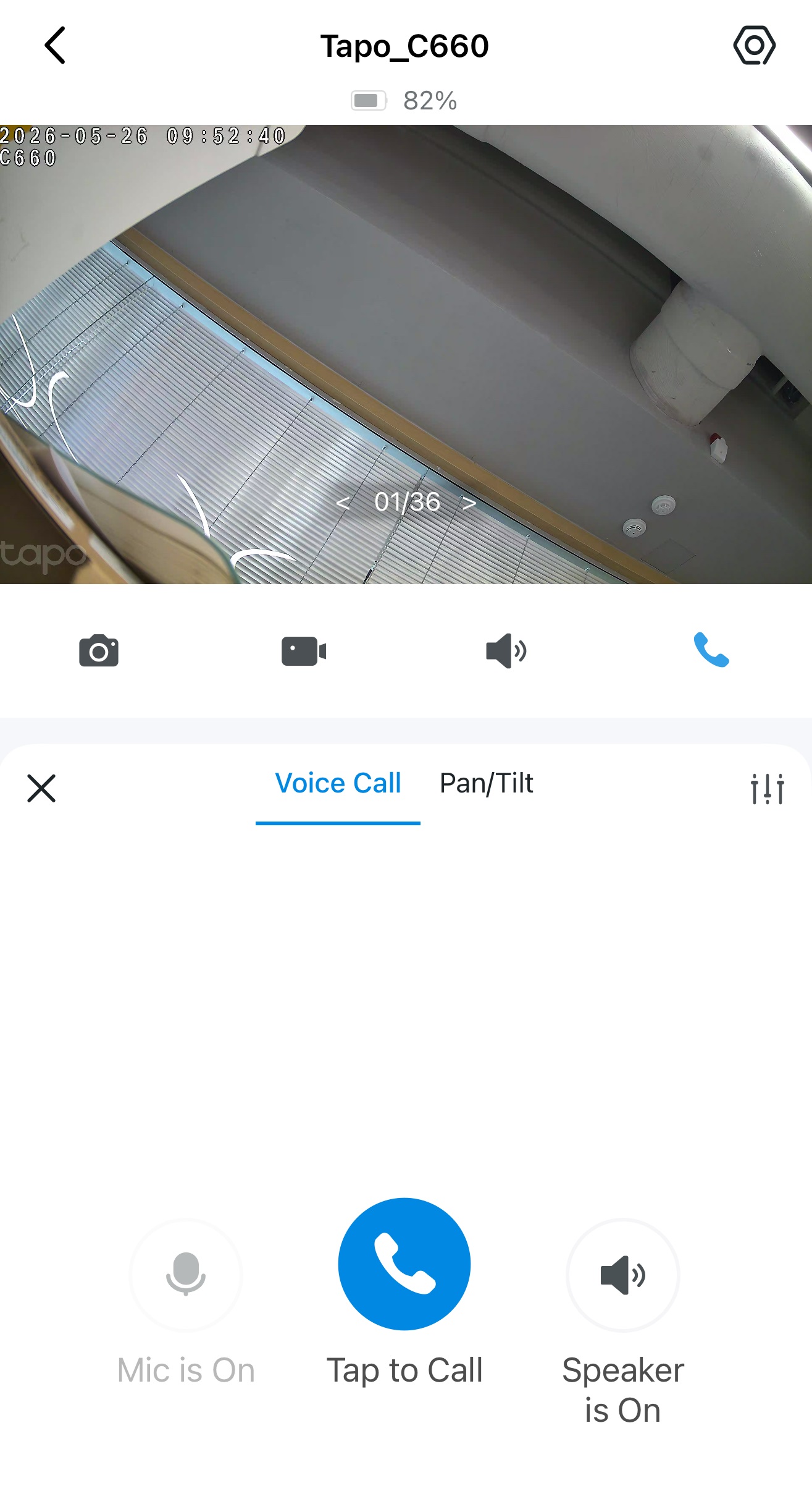 Voice Call menu in the app