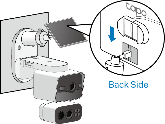 Displays how to attach the solar panel to its bracket