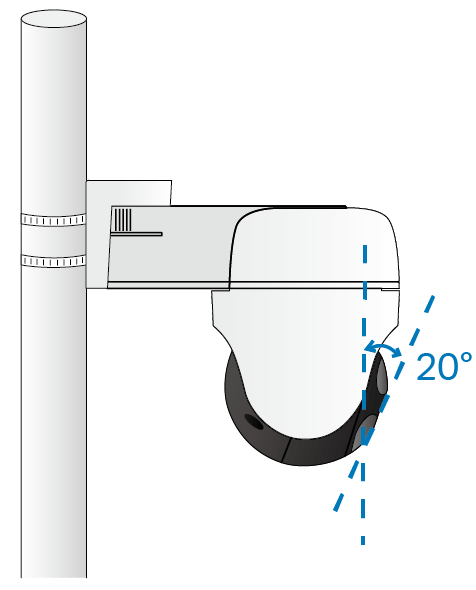 Displays the recommended camera tilt angle