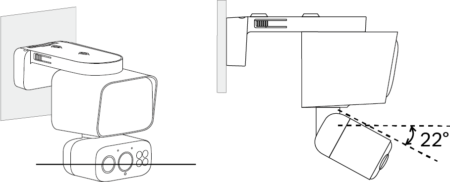 Displays images of keeping the motion sensor level and the camera lens tilt angle