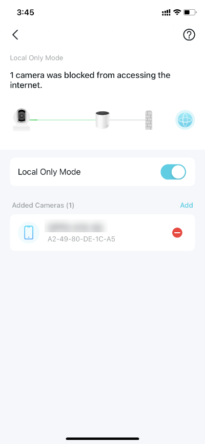 block status when Local Only Mode is enabled