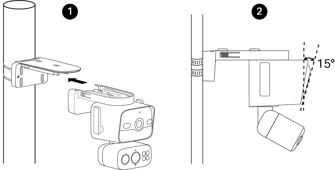 Displays how to secure the camera