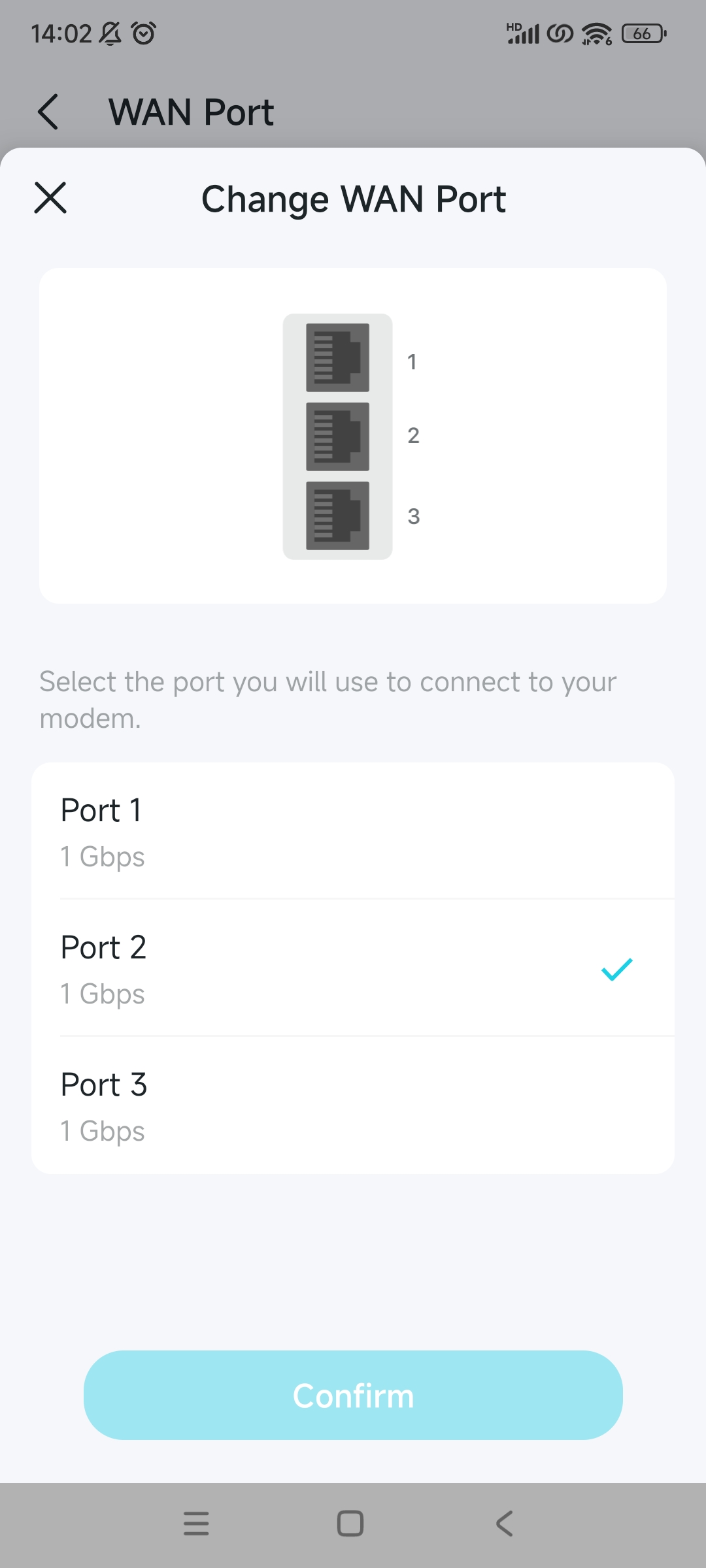 WAN port changing page